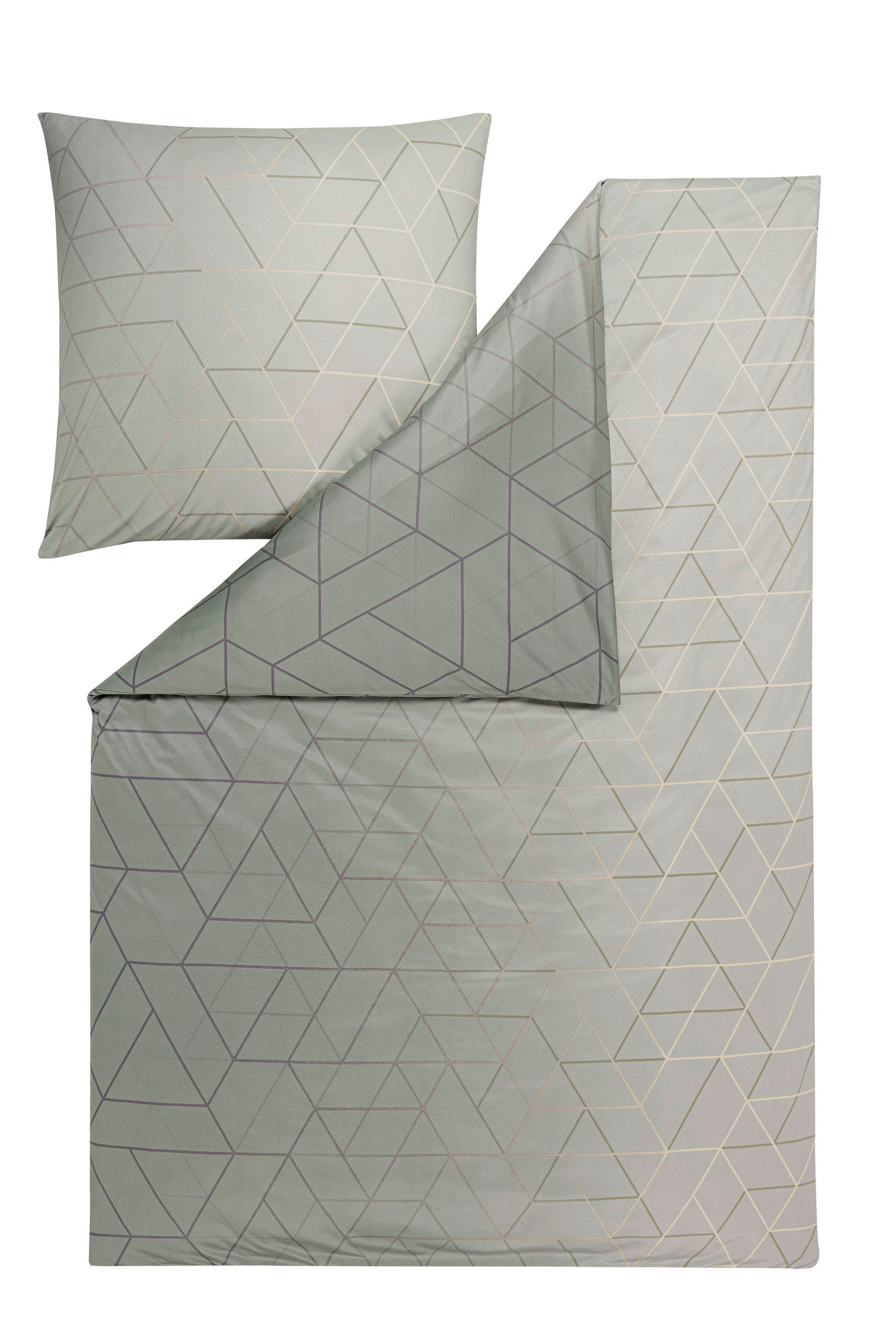 BETTWÄSCHE 2-teilig Atelier Makosatin 135/200 cm  - Olivgrün, Design, Textil (135/200cm) - Estella