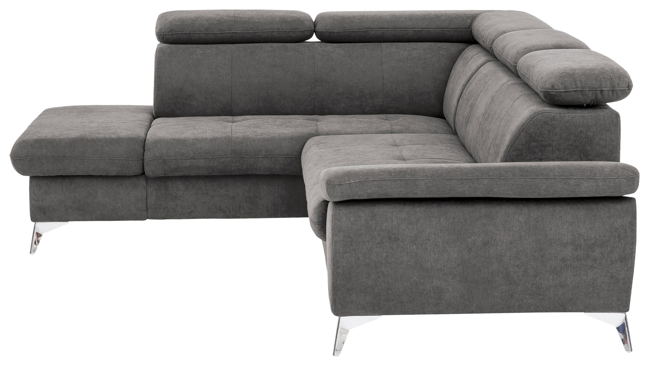 SEDEŽNA GARNITURA, šenilja siva  - barve kroma/siva, Konvencionalno, kovina/tekstil (256/83-99/209cm) - Welnova