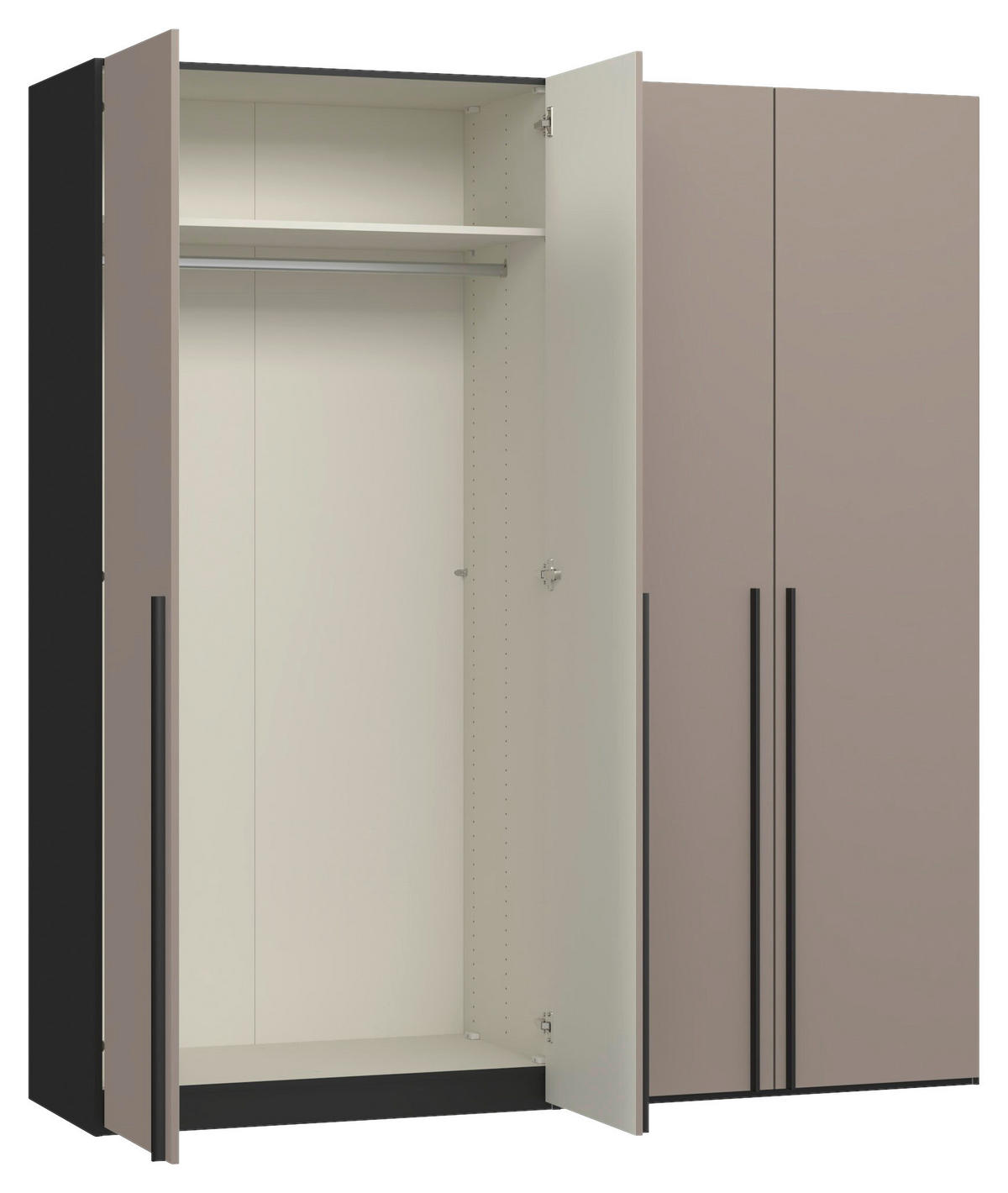 DREHTÜRENSCHRANK 203/220/59 cm,  in Hellbraun, 4-türig  - Hellbraun/Schwarz, Design, Holzwerkstoff/Metall (203/220/59cm) - Jutzler