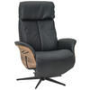 RELAXSESSEL Echtleder Relaxfunktion, Kopfteilverstellung    - Nussbaumfarben/Schwarz, Design, Leder/Holz (78/104-113/84cm) - Welnova