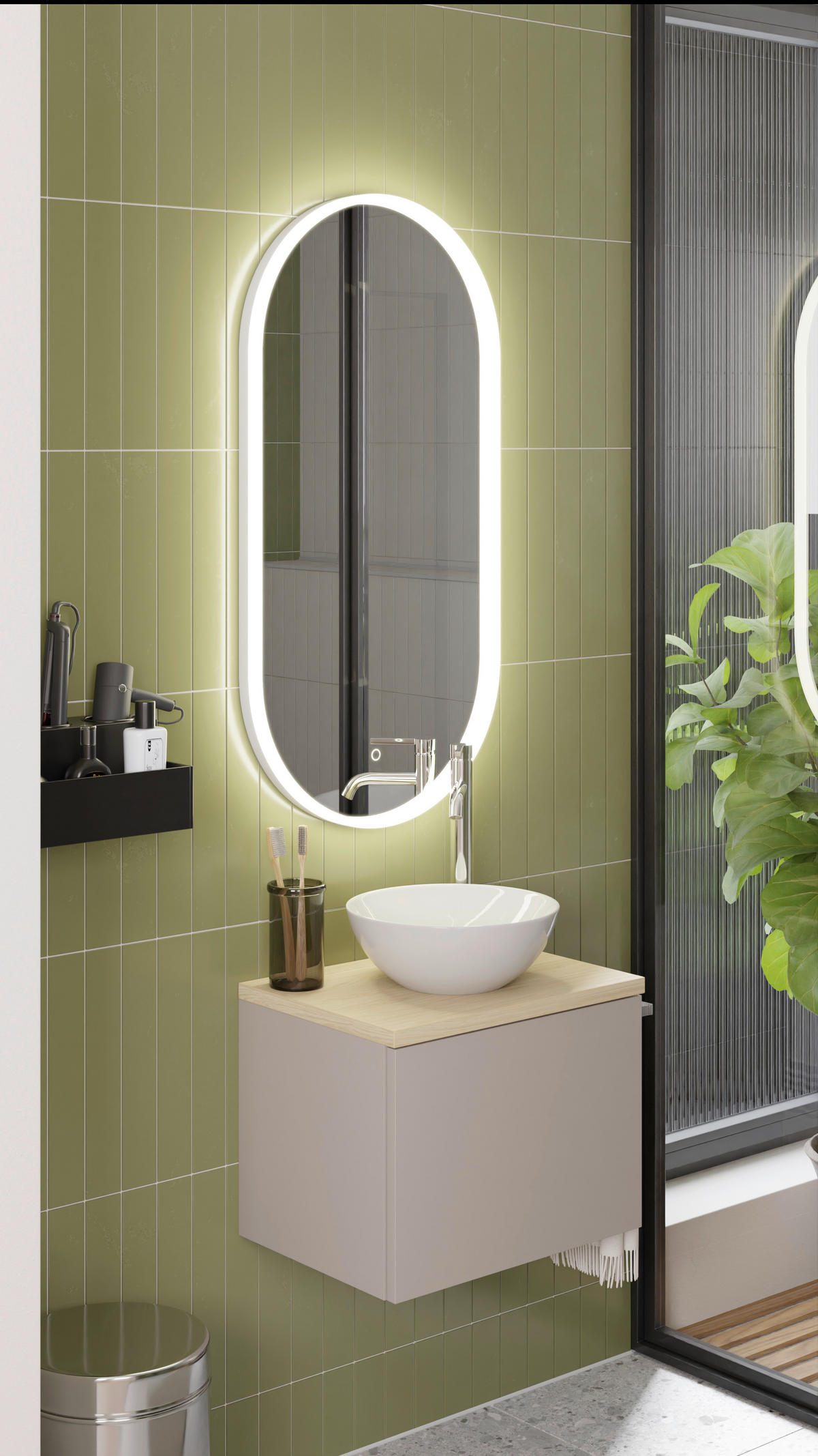BADEZIMMER 3-teilig  in 50,3 cm  - Eichefarben/Beigebraun, MODERN, Keramik/Holzwerkstoff (50,3cm) - Celina Home