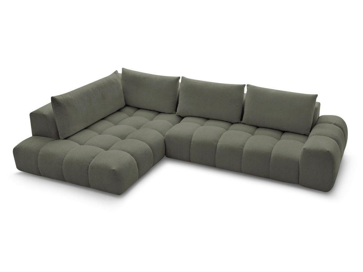 ECKSOFA Ottomane links  EVEREST Grün Flachgewebe  - Schwarz/Grün, MODERN, Kunststoff/Textil (210/352cm)