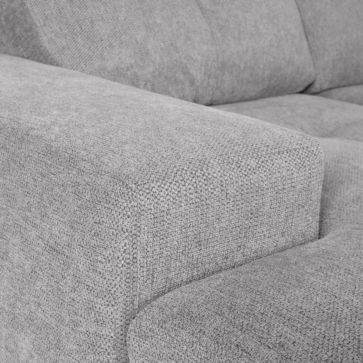 WOHNLANDSCHAFT in Flachgewebe Hellgrau  - Chromfarben/Hellgrau, Konventionell, Kunststoff/Textil (180/338/217cm) - Hom`in