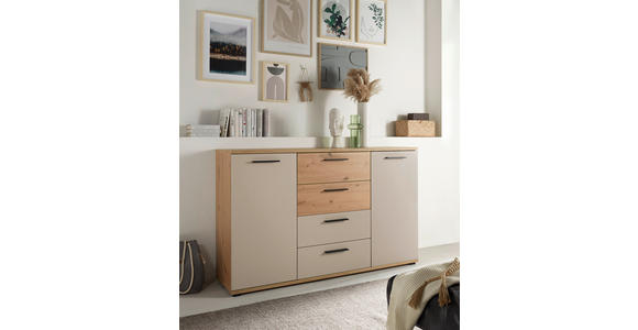 SIDEBOARD  150/92/38 cm 4 Schublade(n)  - Kaschmir/Schwarz, KONVENTIONELL, Holzwerkstoff/Kunststoff (150/92/38cm) - Xora