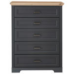 KOMMODE , 93/121/41 cm, 5 Schublade(n)  - Schwarz/Graphitfarben, Design, Holzwerkstoff/Metall (93/121/41cm) - Landscape
