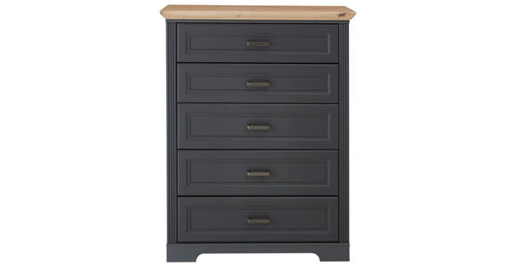 KOMMODE , 93/121/41 cm, 5 Schublade(n)  - Schwarz/Graphitfarben, Design, Holzwerkstoff/Metall (93/121/41cm) - Landscape