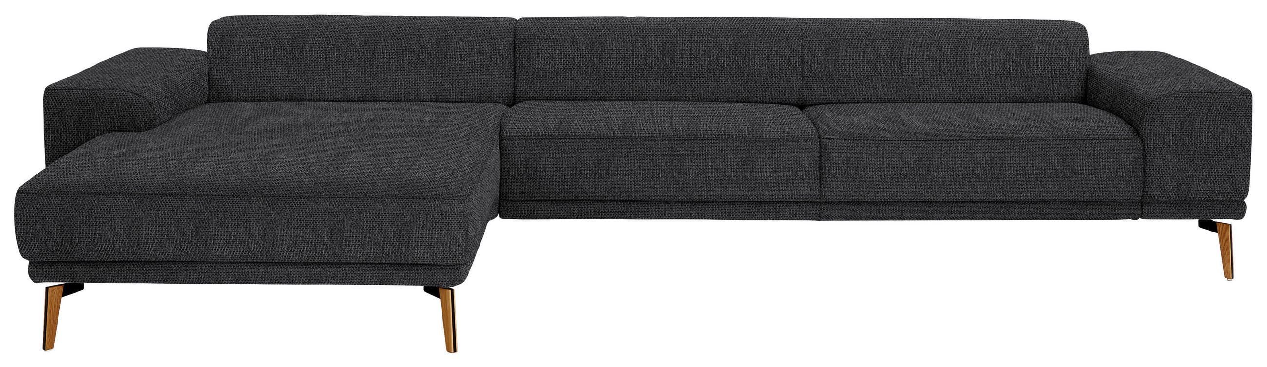 ECKSOFA in Flachgewebe Schwarz  - Wildeiche/Schwarz, Design, Holz/Textil (193/334cm) - Niels Andersson
