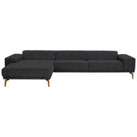ECKSOFA in Flachgewebe Schwarz  - Wildeiche/Schwarz, Design, Holz/Textil (193/334cm) - Niels Andersson