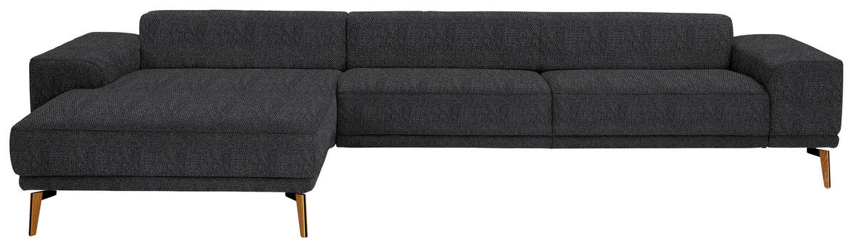 ECKSOFA in Flachgewebe Schwarz  - Wildeiche/Schwarz, Design, Holz/Textil (193/334cm) - Niels Andersson