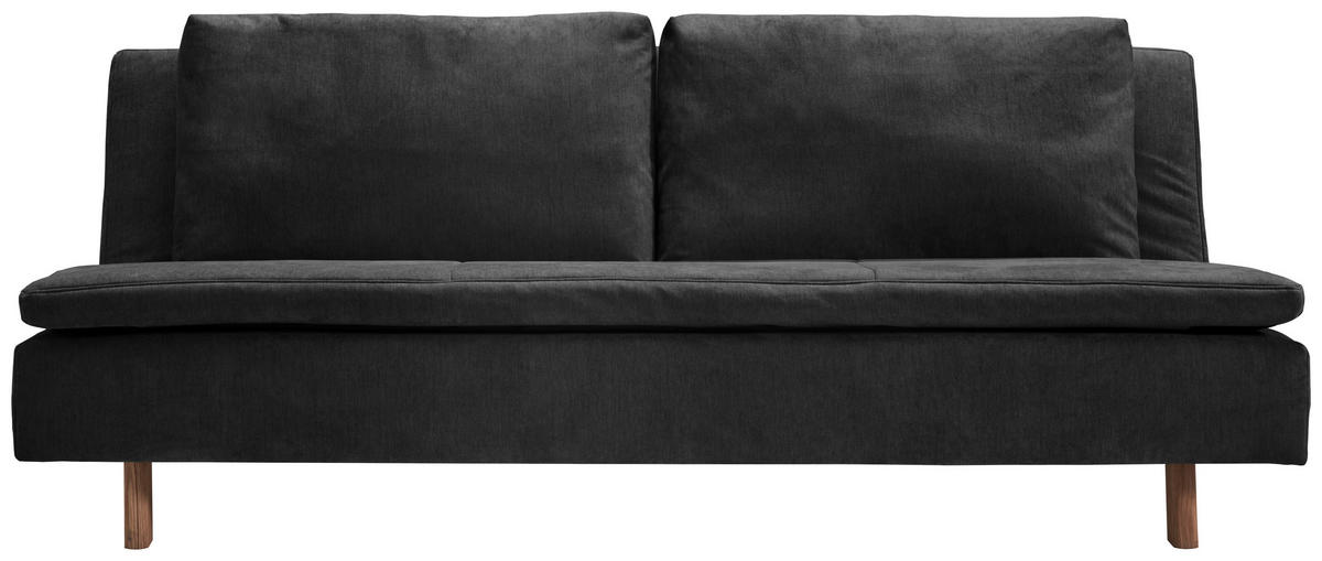SCHLAFSOFA Flachgewebe Schwarz  - Eichefarben/Schwarz, KONVENTIONELL, Holz/Textil (205/85/98cm) - Carryhome
