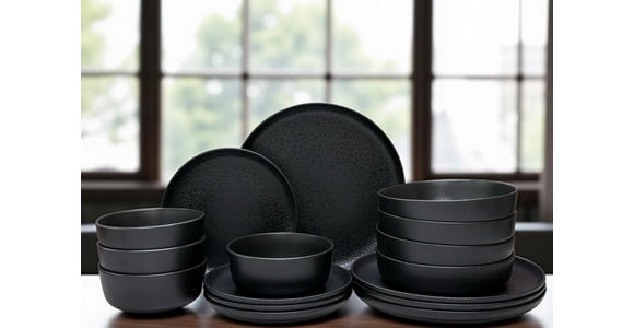 KOMBISERVICE Mika black 16-teilig  - Schwarz, Trend, Keramik - Novel