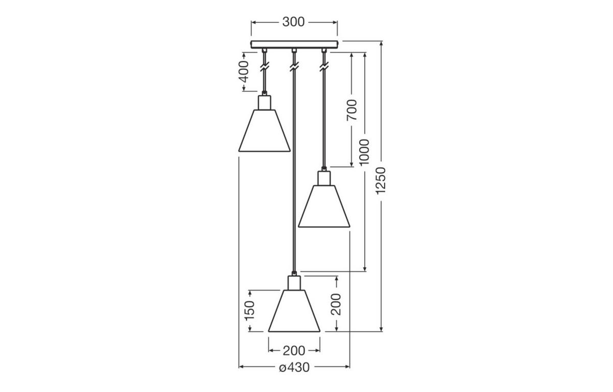 HÄNGELEUCHTE 43/125 cm  - Natur, Naturmaterialien/Metall (43/125cm) - Osram