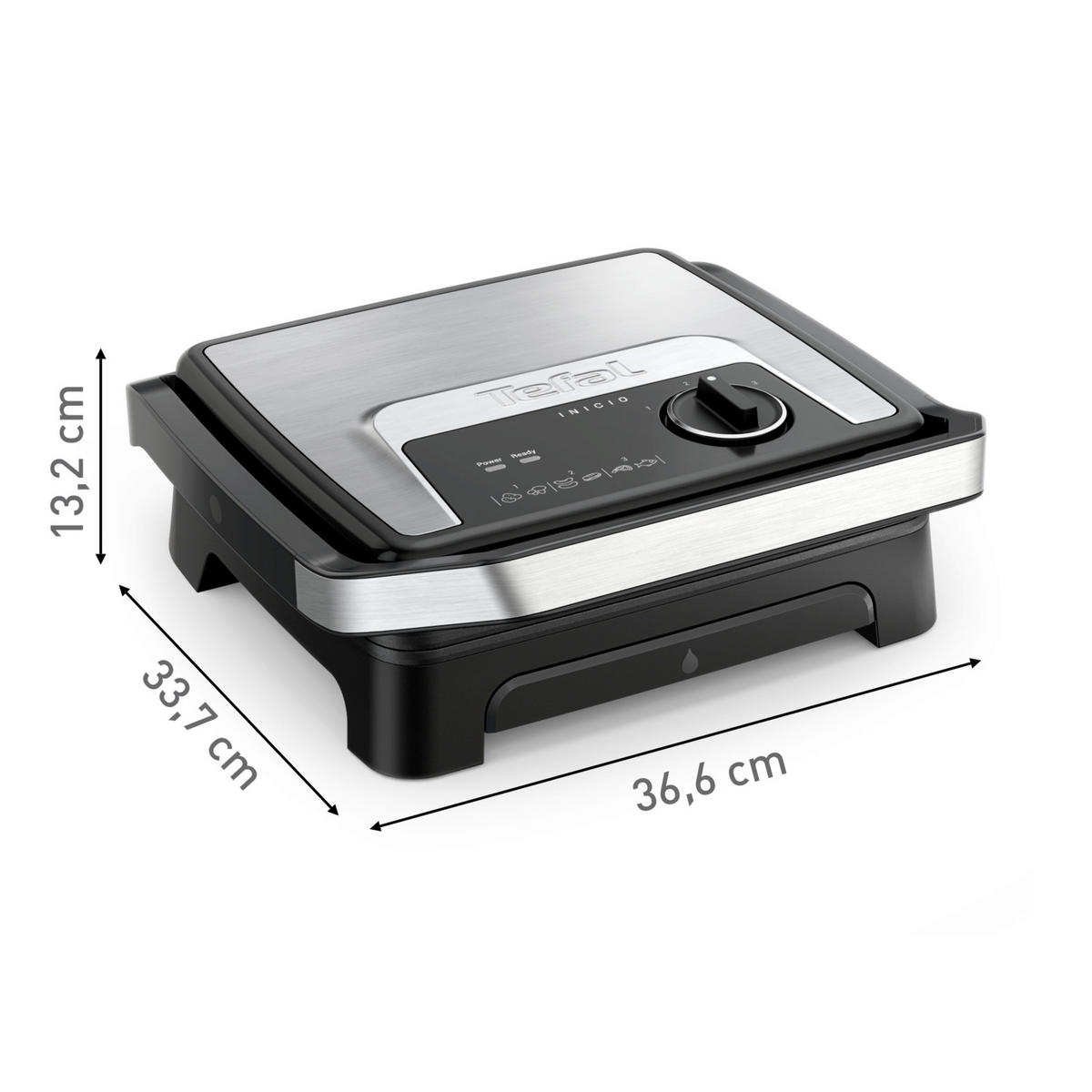 KONTAKTNI ŽAR  Tefal Inicio Adjust 2in1, Panini Maker & Grill - barve nerjavečega jekla, Basics, kovina (37.4/43.6/19cm) - Tefal