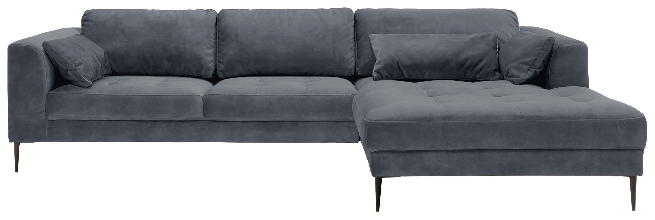 ECKSCHLAFSOFA Mikrofaser Blaugrau  - Blaugrau/Schwarz, MODERN, Textil (280/168cm) - MID.YOU