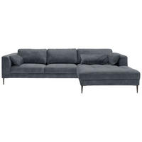 ECKSCHLAFSOFA in Mikrofaser Blaugrau  - Blaugrau/Schwarz, Modern, Textil (280/168cm) - Trendmanufaktur