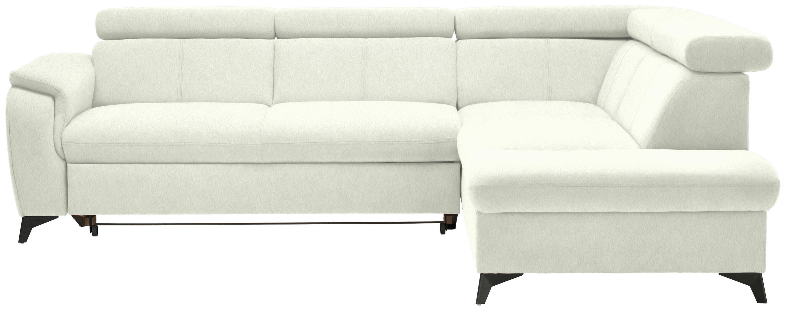 ECKSOFA in Teddystoff Weiß  - Schwarz/Weiß, Design, Textil/Metall (260/203cm) - Stylife