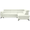 ECKSOFA in Teddystoff Weiss  - Weiss/Schwarz, Design, Textil/Metall (260/203cm) - Stylife