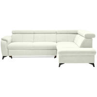 ECKSOFA in Teddystoff Weiss  - Weiss/Schwarz, Design, Textil/Metall (260/203cm) - Stylife