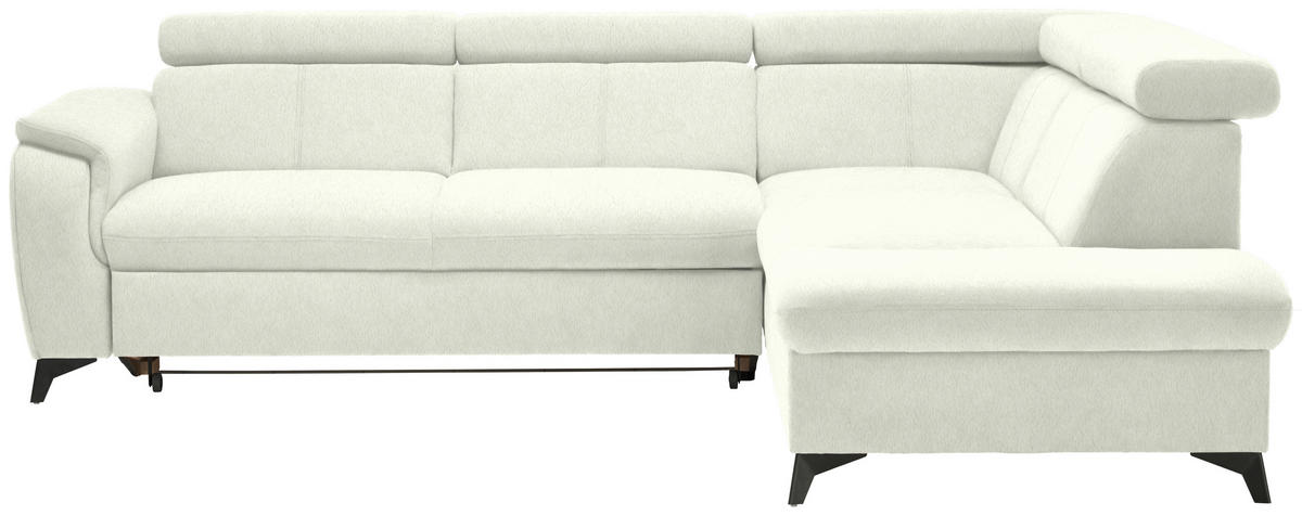ECKSOFA in Teddystoff Weiss  - Weiss/Schwarz, Design, Textil/Metall (260/203cm) - Stylife