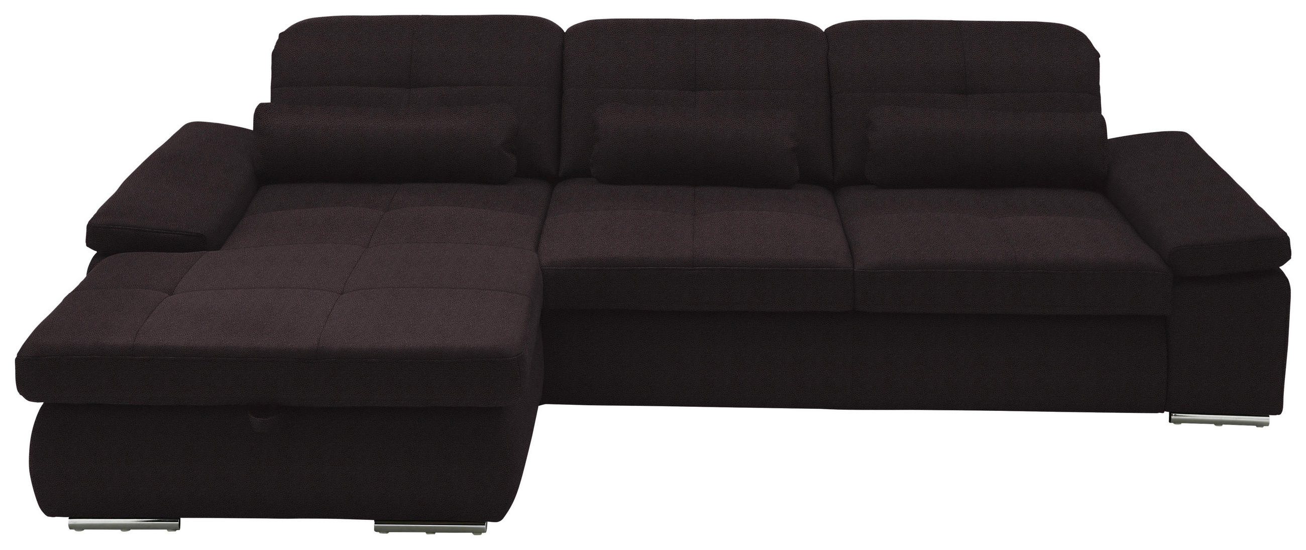 ECKSOFA  in Flachgewebe Schwarzbraun  195/309 cm  - Chromfarben/Schwarzbraun, Design, Textil (195/309cm) - Beldomo Style