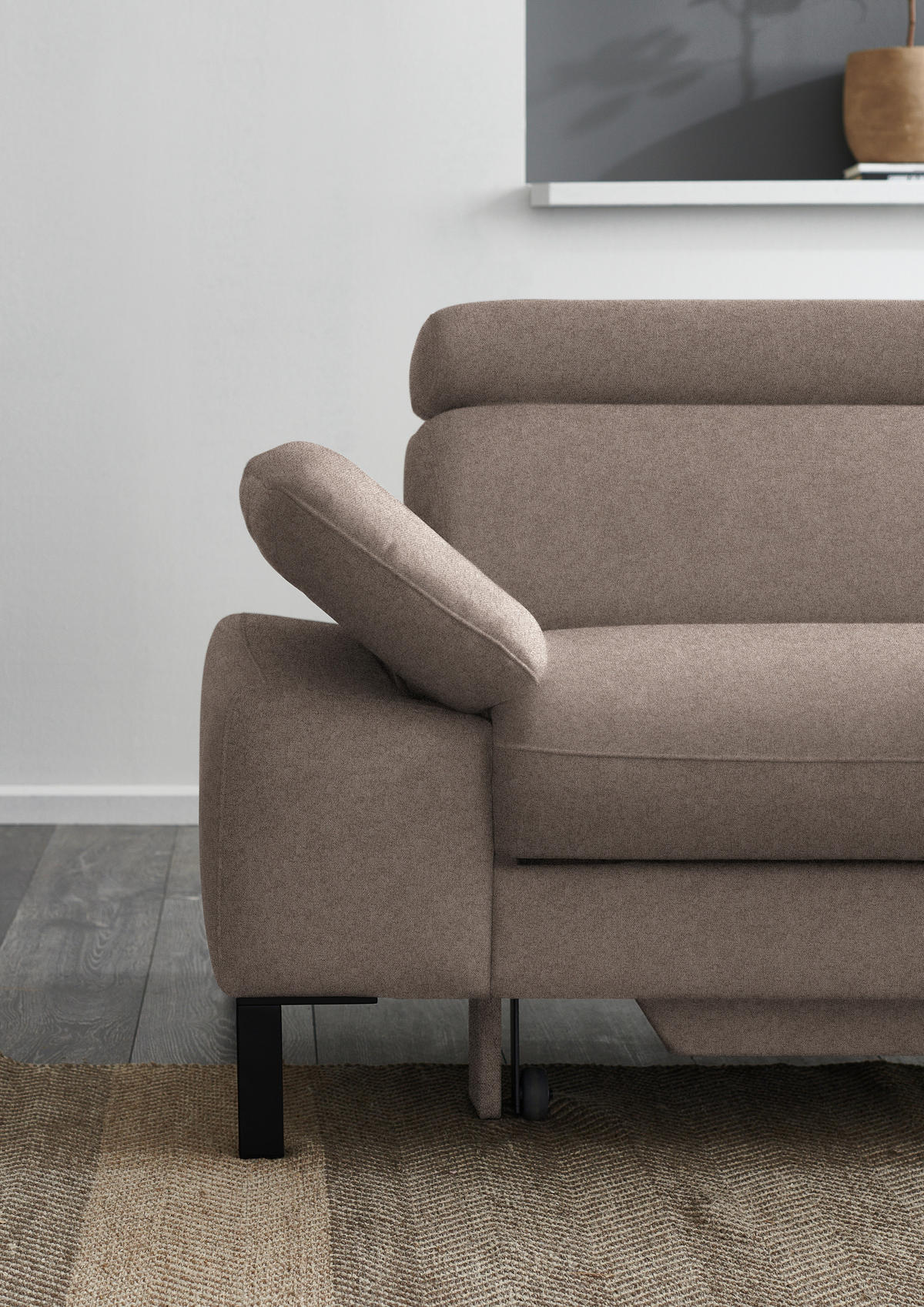 ECKSOFA in Flachgewebe Taupe  - Taupe/Schwarz, Design, Holzwerkstoff/Textil (272/217cm) - Pure Home Comfort