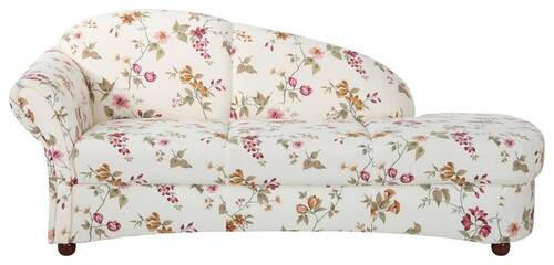 Recamiere Corona Rot/Weiß Blumen Design, Rücken Echt