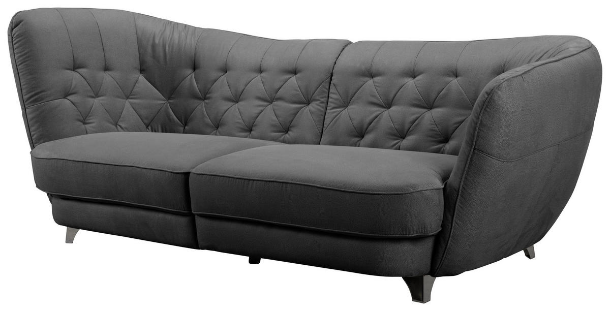 BIGSOFA Mikrofaser Anthrazit  - Chromfarben/Anthrazit, MODERN, Textil/Metall (256/98/115cm) - MID.YOU