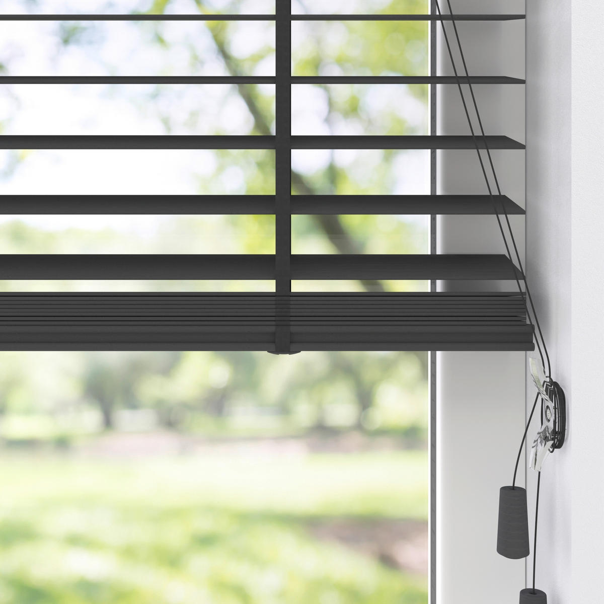 JALOUSIE  halbtransparent  110/240 cm    - Schwarz, Natur, Holz (110/240cm)