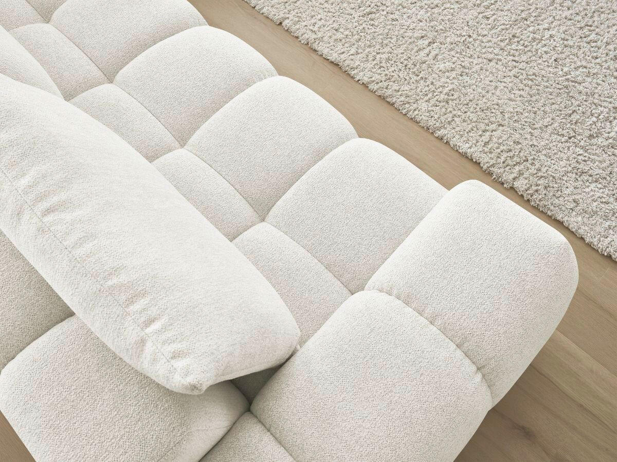 ECKSOFA Ottomane rechts  EVEREST Weiß Flachgewebe  - Schwarz/Weiß, MODERN, Kunststoff/Textil (352/210cm) - Livetastic