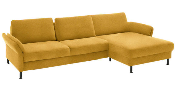 ECKSOFA  in Chenille, Flachgewebe Currygelb  316/175 cm  - Currygelb/Schwarz, Design, Textil/Metall (316/175cm) - Dieter Knoll