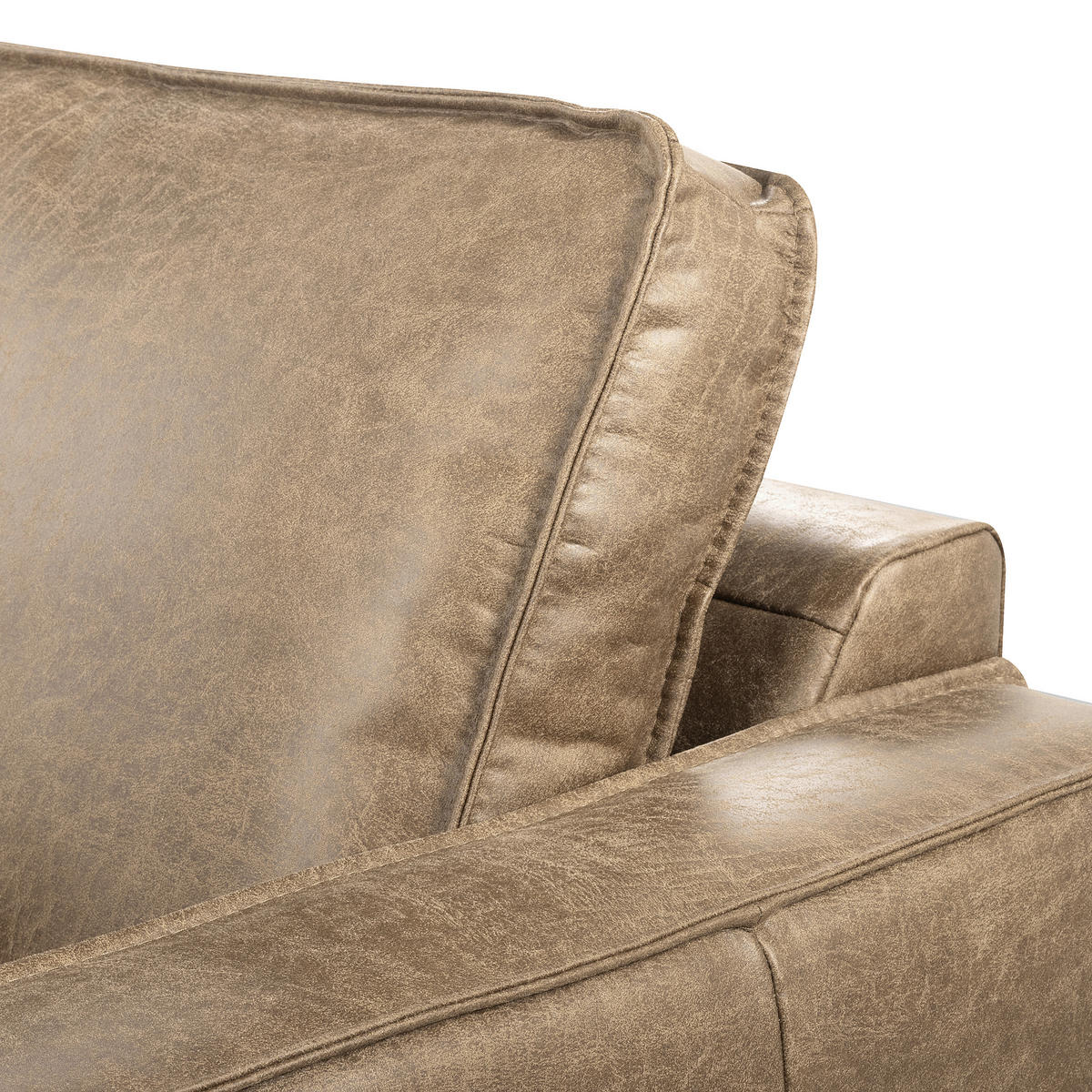 ECKSOFA Graubraun Echtleder Lederlook Bettkasten, Schlaffunktion, Rücken echt  - Graubraun/Schwarz, Design, Leder/Textil (166/238cm) - Livetastic