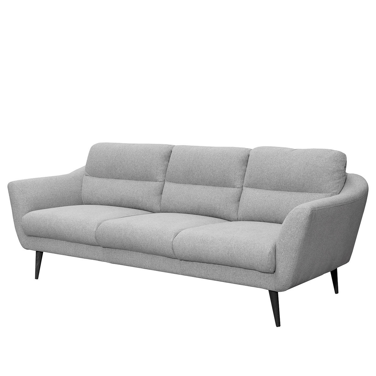 3-SITZER-SOFA in Webstoff Hellgrau  - Hellgrau/Schwarz, Design, Holz/Textil (209/87/88cm) - Livetastic