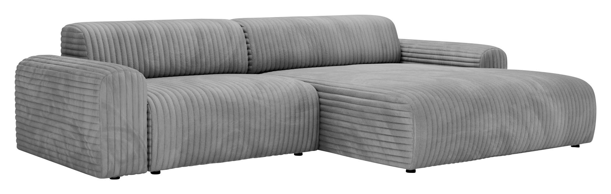 ECKSOFA in Cord Grau  292/178 cm  - Schwarz/Grau, Design, Kunststoff/Textil (292/178cm) - home24