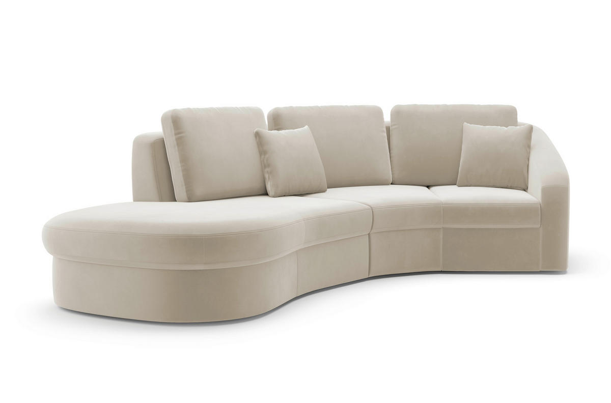 ECKSOFA in Samt Sandfarben  230/266 cm  - Sandfarben/Schwarz, MODERN, Kunststoff/Textil (230/266cm) - Sit & More