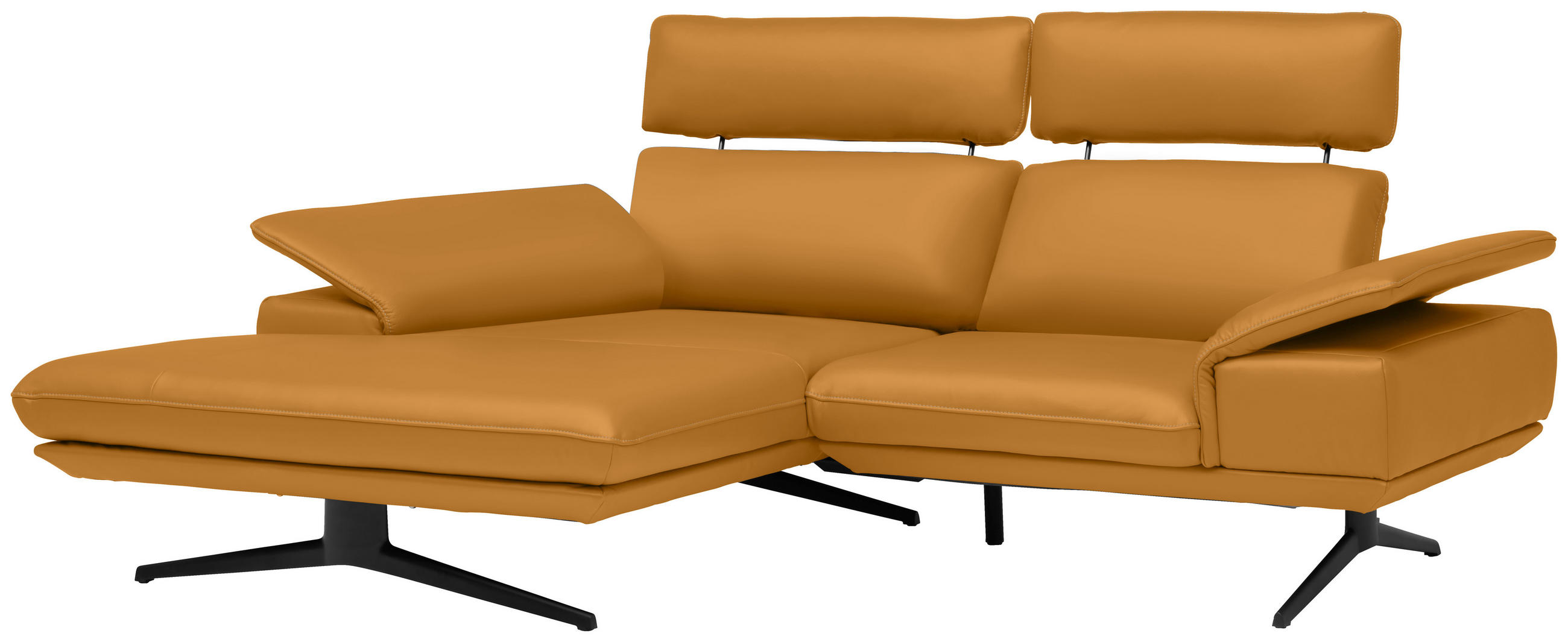 ECKSOFA in Echtleder Goldfarben  - Beige/Goldfarben, Design, Leder/Metall (150/242cm) - Koinor