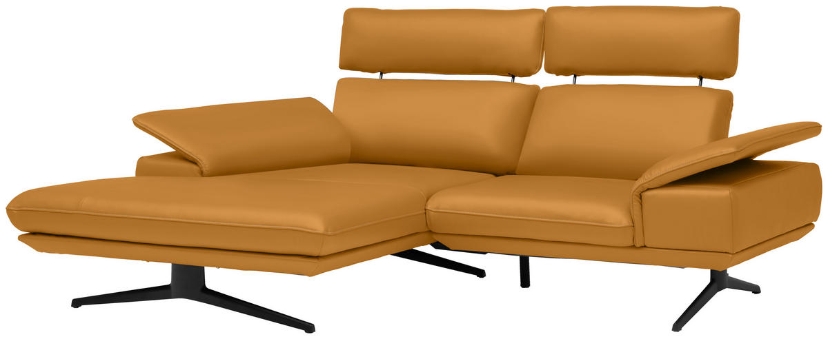 ECKSOFA in Echtleder Goldfarben  - Beige/Goldfarben, Design, Leder/Metall (150/242cm) - Koinor