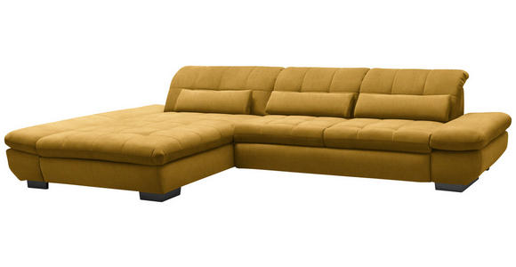 ECKSOFA  in Flachgewebe Gelb  204/341 cm  - Gelb/Schwarz, Design, Textil/Metall (204/341cm) - Xora