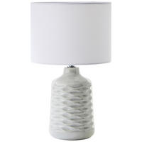 STOLNÁ LAMPA, E14, 25/42 cm  - sivá/biela, Design, kov/textil (25/42cm)