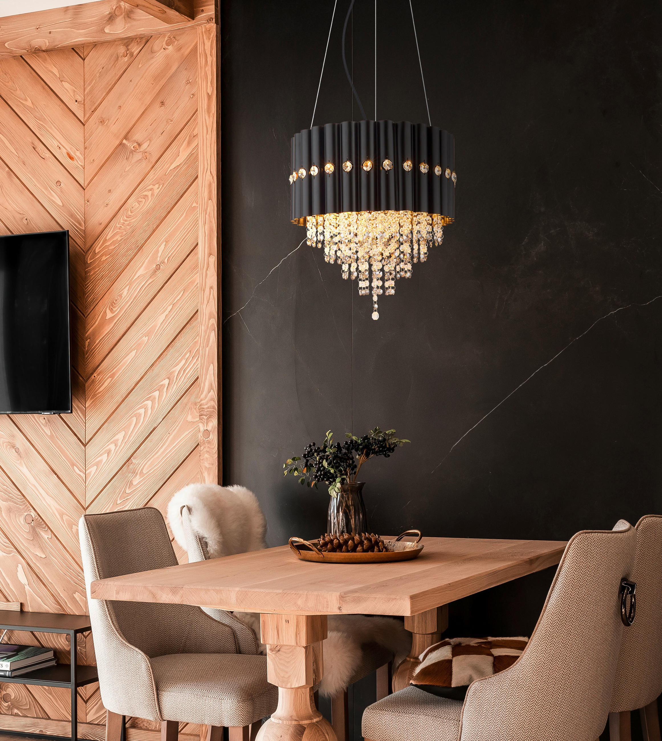 HÄNGLAMPA ELEOS 40/150 cm  - klar/grå, Design, metall/glas (40/150cm) - Globo