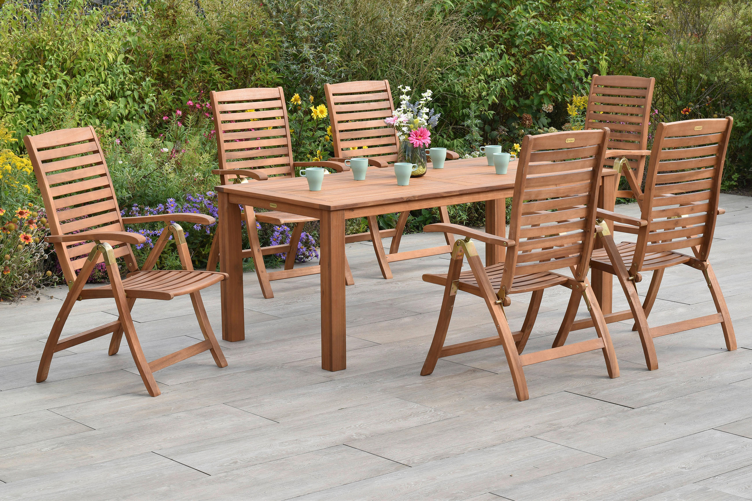 GARTENTISCHGRUPPE Akazie Hartholz  - Akaziefarben, KONVENTIONELL, Holz - Gardenson