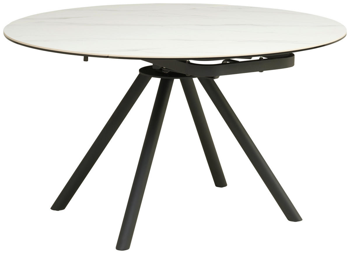 JEDÁLENSKÝ STÔL, čierna, biela, 80-130/75-77/130 cm - čierna/biela, Lifestyle, kov/sklo (80-130/75-77/130cm) - MID.YOU