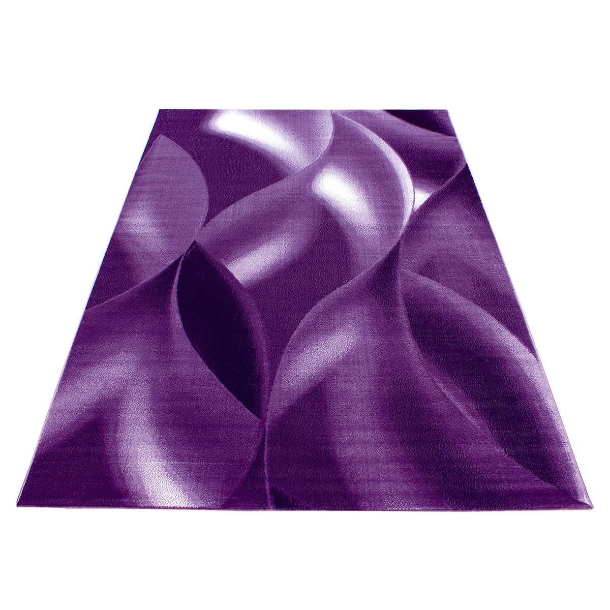 TEPPICH Kurzflor Abstrakte Wellen Polypropylen Wohnzimmer Violett Rechteckig 120x170 - Lila, Textil (120/170cm) - KADIMA DESIGN