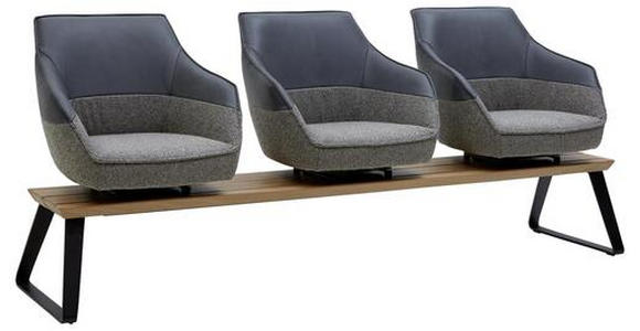 SITZBANK 210/87/67 cm in Anthrazit, Braun, Beige - Anthrazit/Beige, Design, Leder/Holz (210/87/67cm) - Ambiente