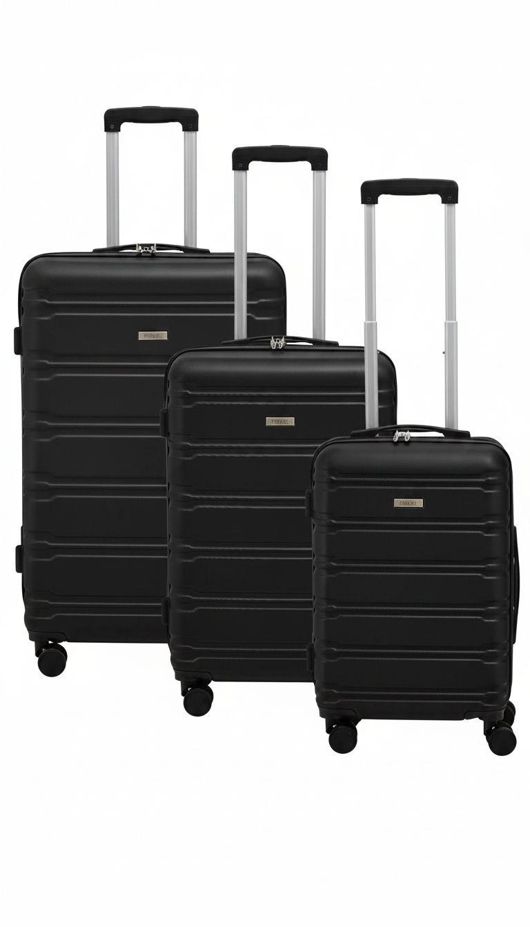 REISEKOFFERSET Schwarz 3-teilig  - Schwarz, Basics, Kunststoff/Textil - Novel