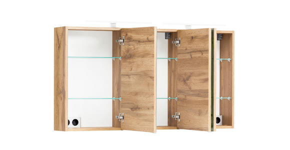 SPIEGELSCHRANK 120/64/20 cm - Eiche Wotan/Alufarben, Natur, Glas/Holzwerkstoff (120/64/20cm) - Xora