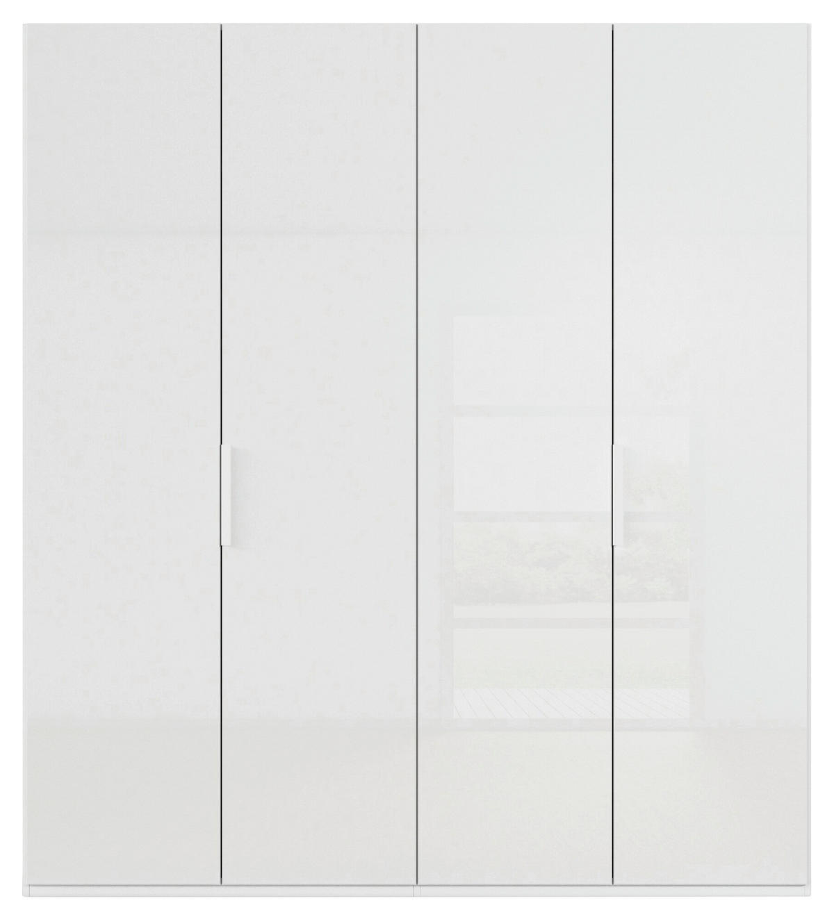 DREHTÜRENSCHRANK 201/235/61 cm,  in Weiß, 4-türig  - Weiß, Basics, Glas/Holzwerkstoff (201/235/61cm) - Novel