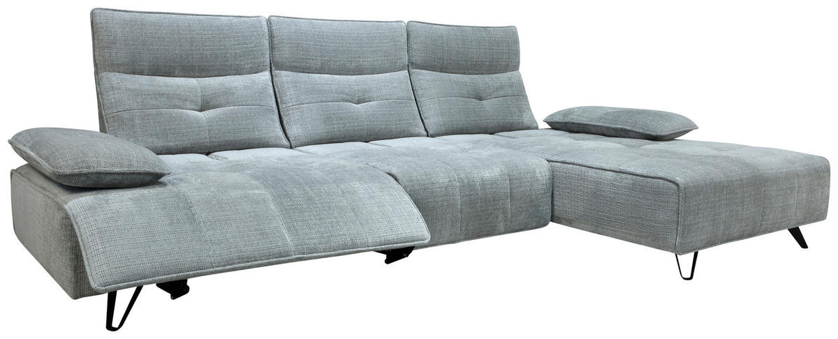 ECKSOFA Hellgrau Chenille  - Hellgrau/Schwarz, Design, Kunststoff/Textil (314/162cm) - Livetastic