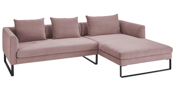ECKSOFA  in Feincord Altrosa  284/178 cm  - Schwarz/Altrosa, KONVENTIONELL, Textil/Metall (284/178cm) - Hom`in