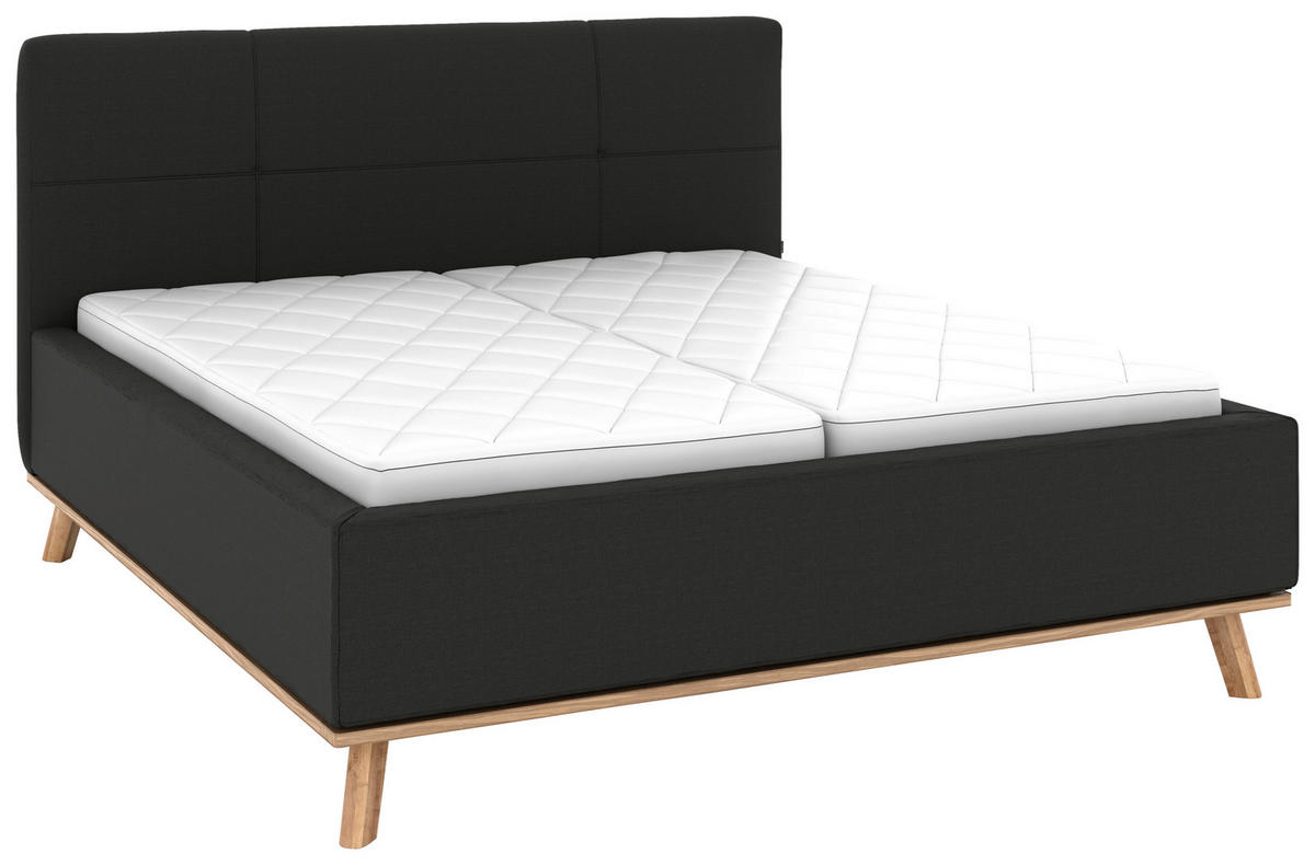 POLSTERBETT 160/200 cm,  in Anthrazit, Matratze, Lattenrost, Bettkasten, H2 + H3 = mittel + fest  - Eichefarben/Anthrazit, Design, Holz/Textil (160/200cm) - Musterring
