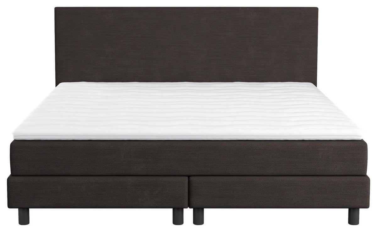 BOXBETT 160/200 cm  in Dunkelbraun  - Dunkelbraun/Schwarz, Modern, Holzwerkstoff/Textil (160/200cm) - MID.YOU